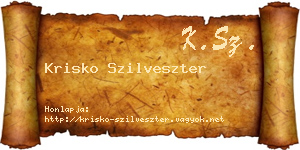Krisko Szilveszter névjegykártya
